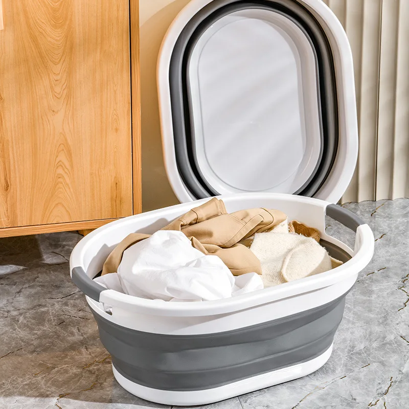 Collapsible Wash Basin Plastic Retractable Folding Storage Bucket For Household Kitchen Travel Camping Bathroom Laundry Supplies