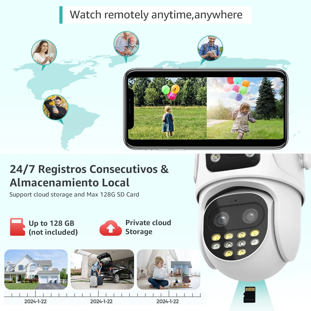 Wifi Überwachungs kamera im Freien ptz 9mp drei Objektive 8x Digital zoom ai Auto Tracking Humanoid Erkennung 4mp Überwachungs kamera