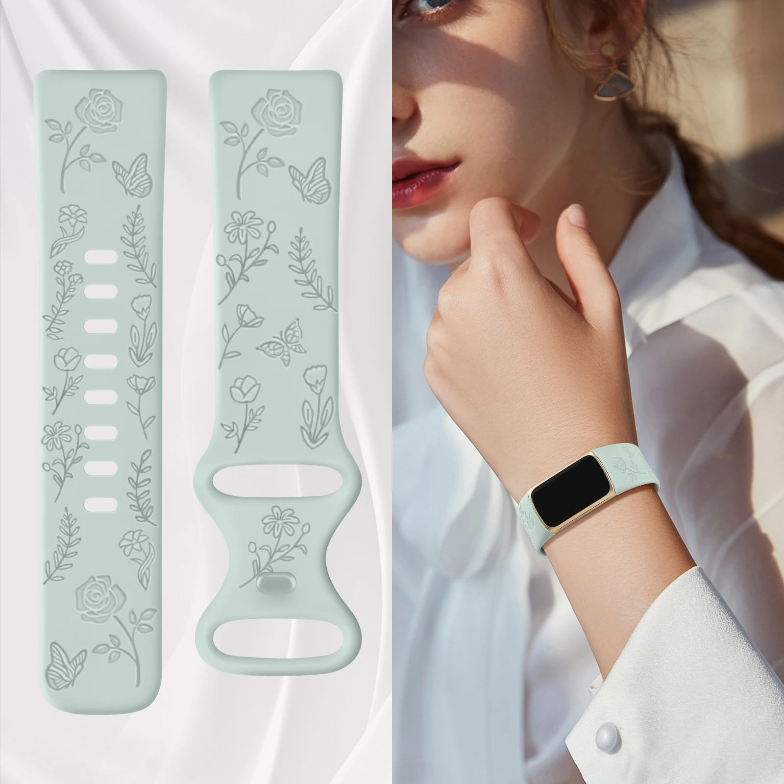 Silicone Floral Watch Band Replacement