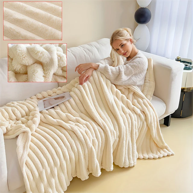 Soft Fluffy Striped Blanket 2