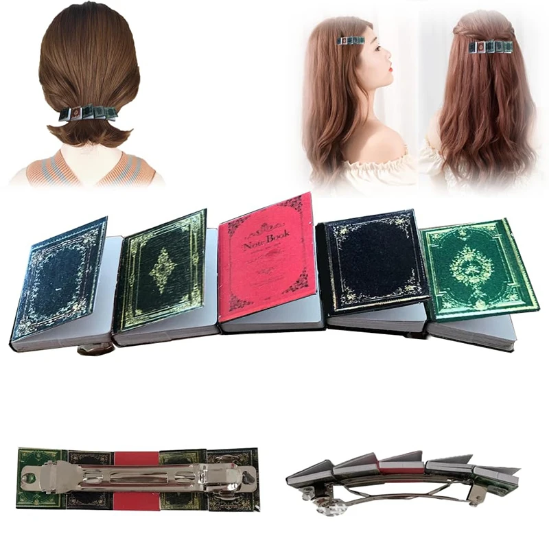 

1PC Miniature Book Hair Clip Book Lover Square Headwear Classic Book Hair Clips Plastics Book Hair Clip BarretteFor Girls Women
