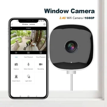 La telecamera da finestra sostituisce le telecamere esterne Telecamera WiFi da 2,4/5 GHz Risoluzione da 3 MP Visione notturna a colori attraverso la mini telecamera da finestra