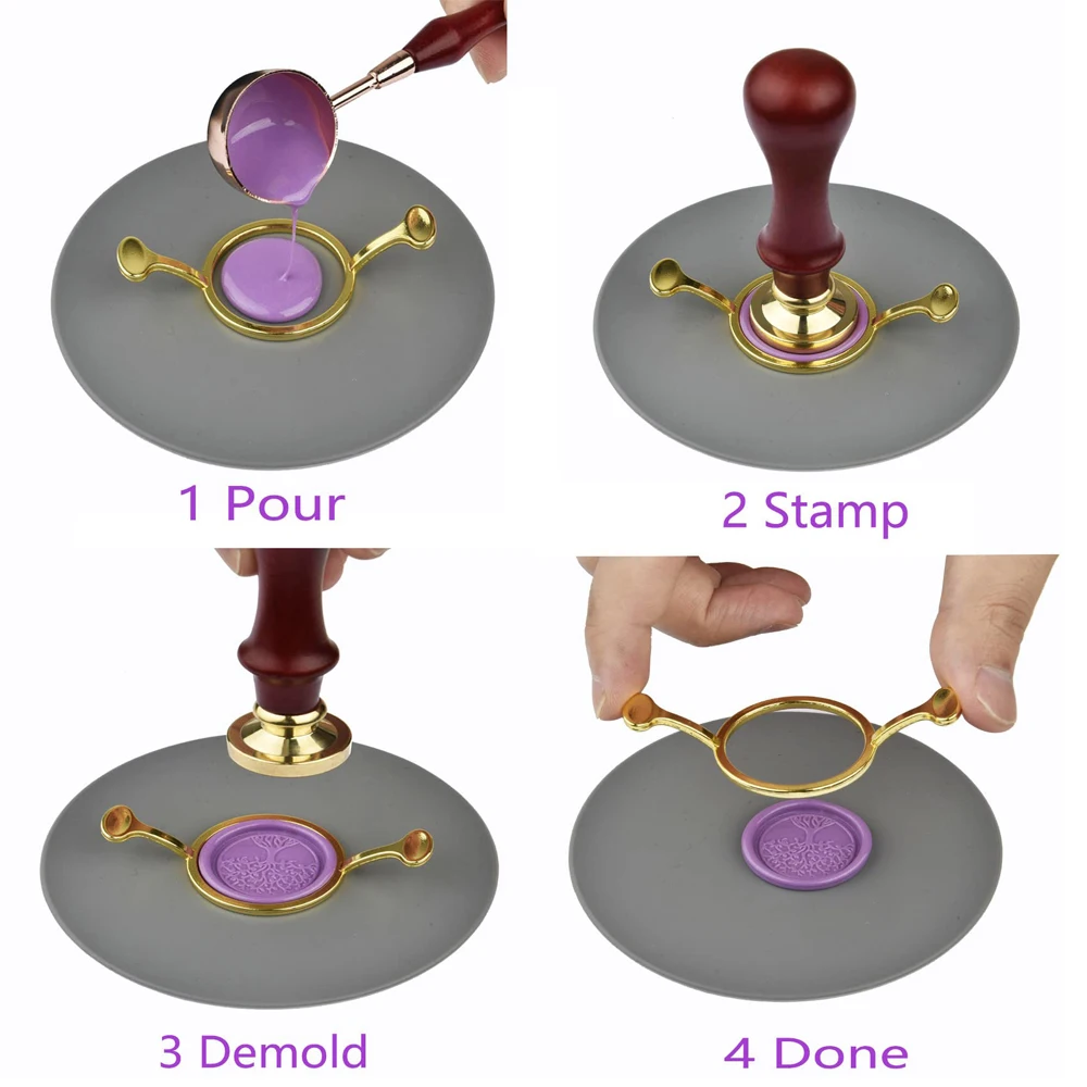 5-Pack Hexagon Square Metal Wax Seal Kit for 1 Inch Wax Seal