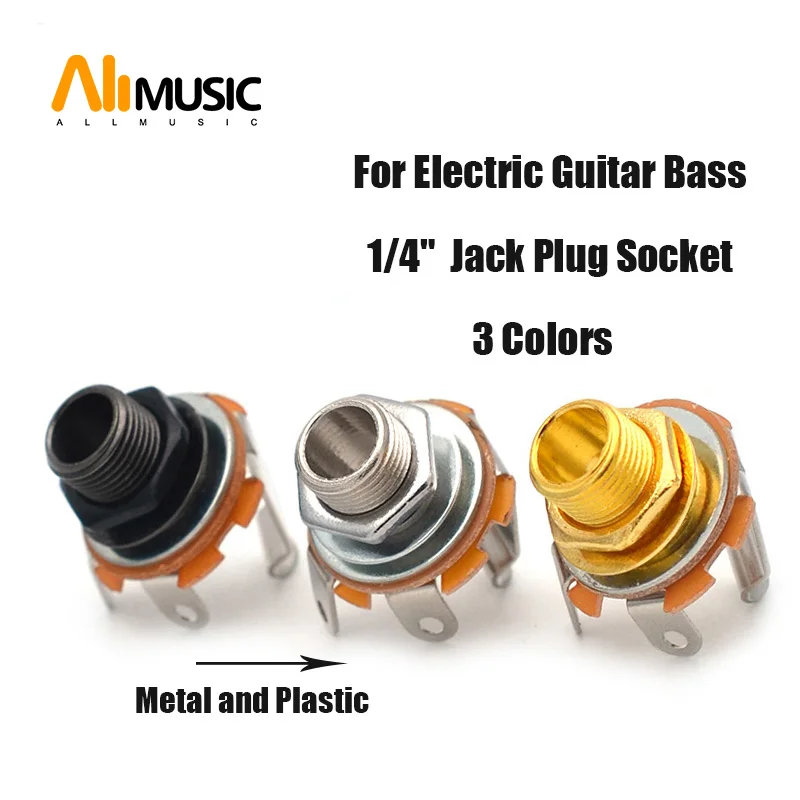 3 Colors 1/4" Mono Input Jack Plug Socket For Electric Guitar Bass