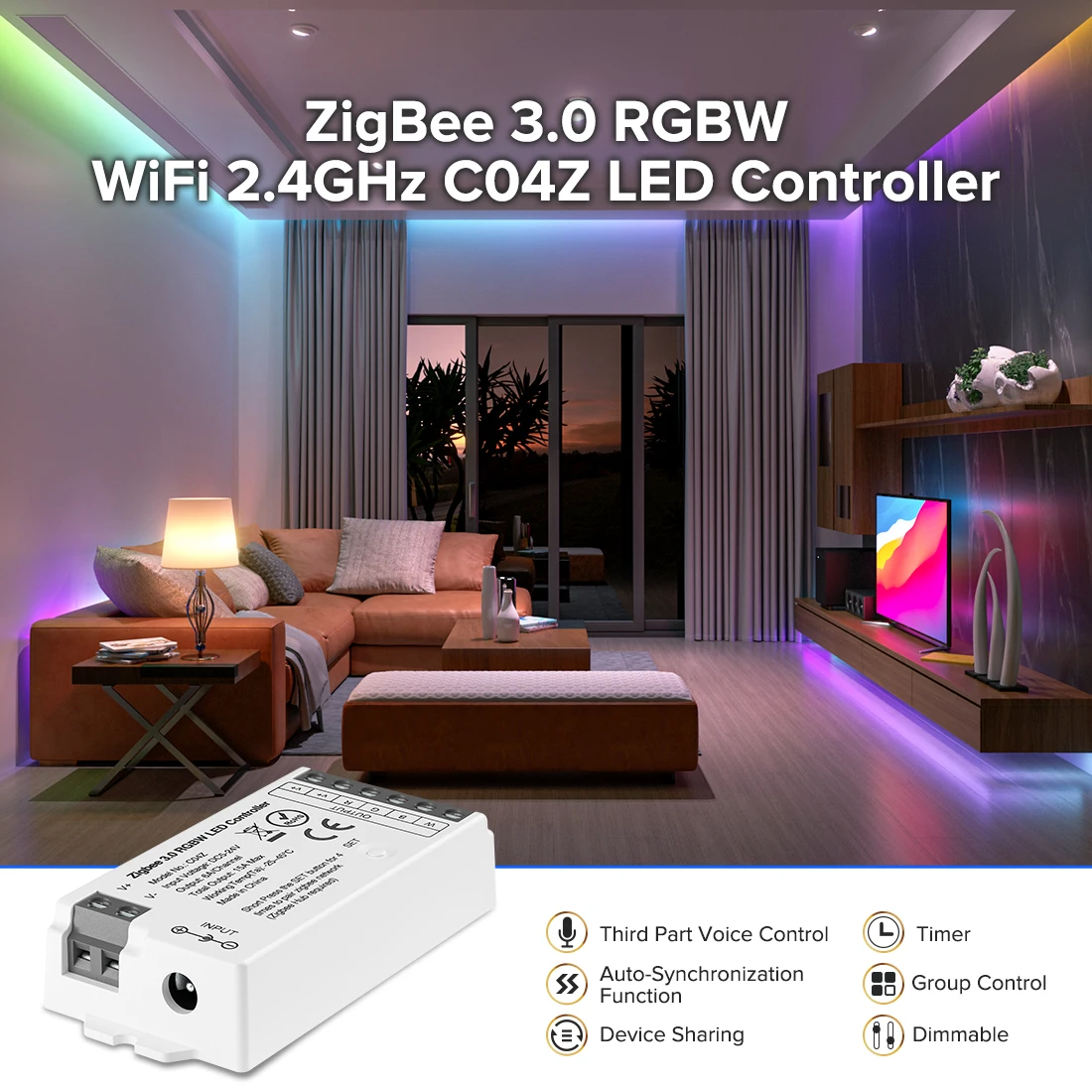 Iluminare Controller LED Zigbee 3.0 Universale Per Strisce Monocromatiche, RGBW, CCT E 5-in-1