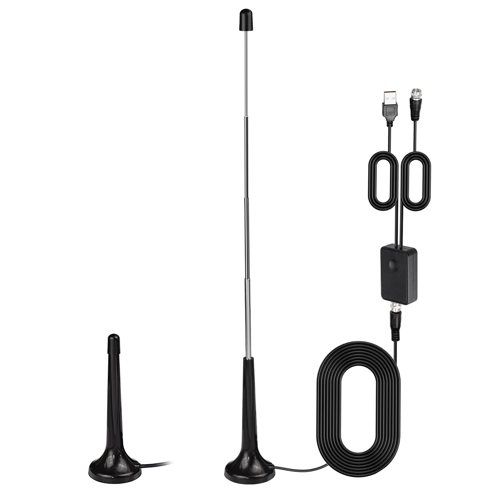 Superbat DAB+ FM Indoor Telescopic Antenna with Magnetic Base 3M Coaxial Cable & Signal Amplifier for Home Stereo AV Receiver