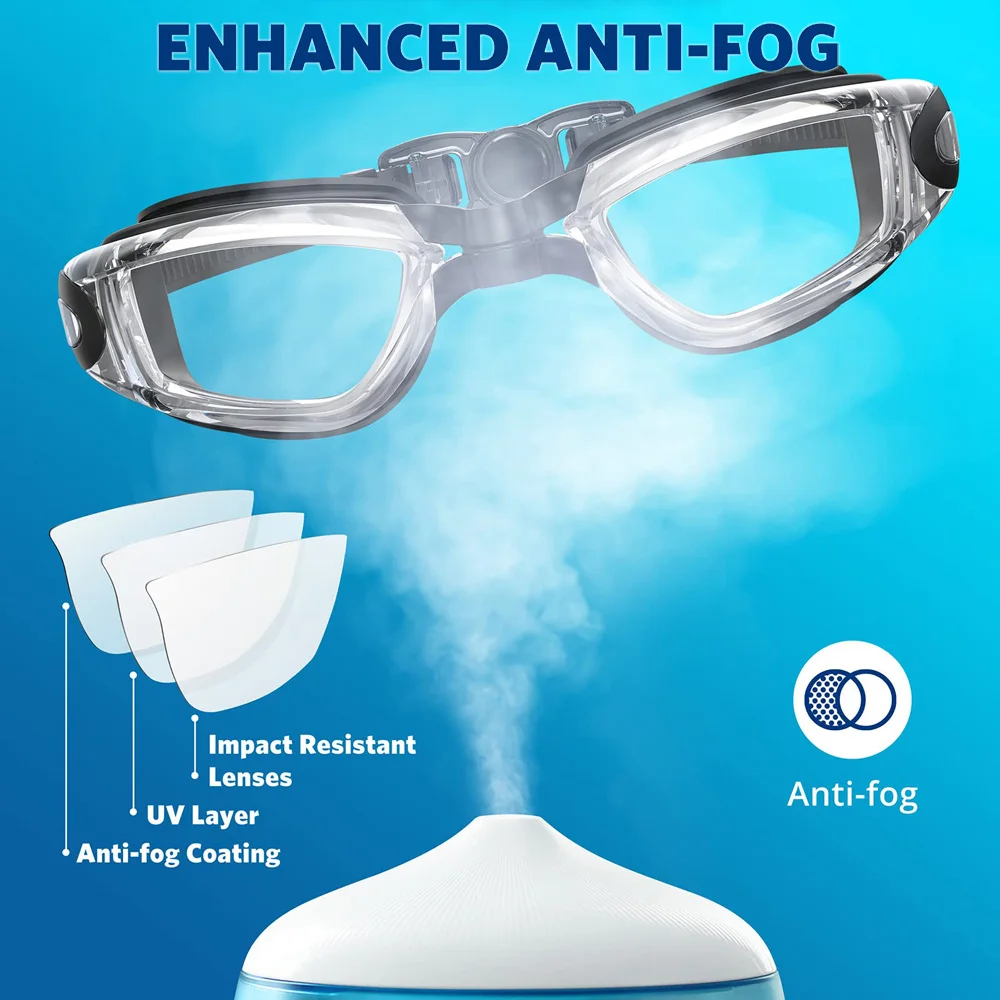Professional Swimming Goggles Swim Glasses Anti-Fog Clear Vision Waterproof Quick Adjustable With earplug nose clip Eyewear swimming goggles