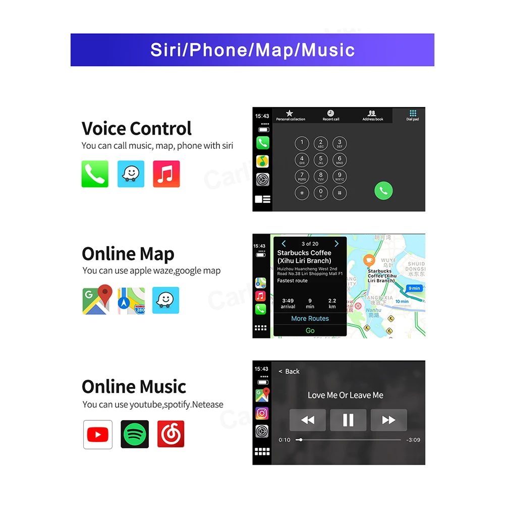 Carlinkit     ġ ũ, HD ÷, USB , ̼ Ƽ̵ ÷̾ ڽ