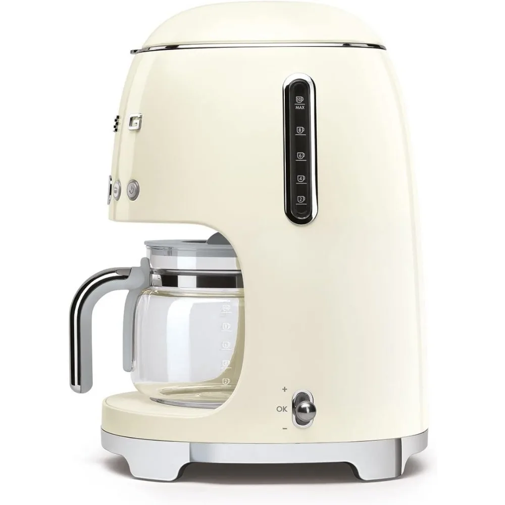 Retro Style Coffee Maker Machine, 17.3 x 12.8 x 11.3, Cream 3