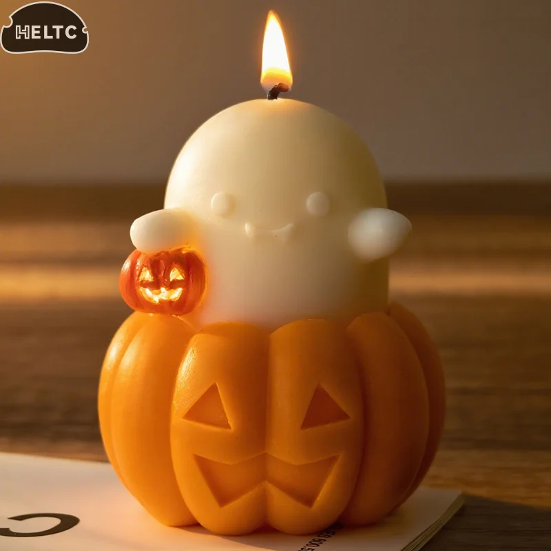 Halloween DIY Halloween Ghost Pumpkin Silicone Mold for Aromatherapy Candle 3D Pumpkin Candle Stand - Spooky Decor Crafting Tool - Image 5