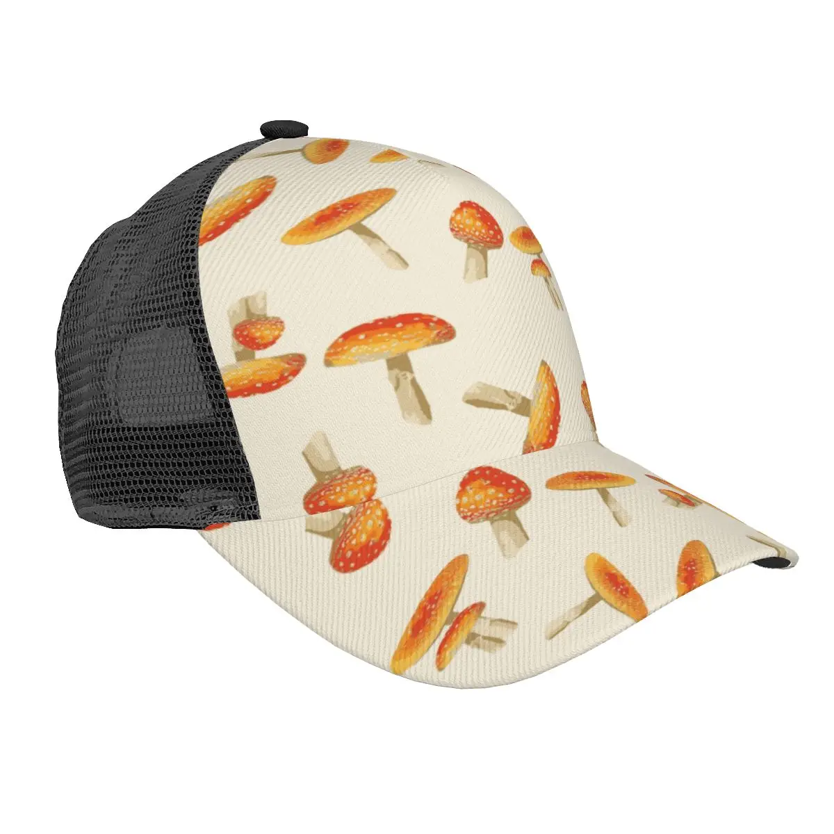 

Mushrooms 3D Print Curved Brim Mesh Baseball Cap Casual Sun Hat for Men Women