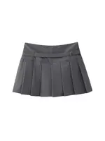 Pleated Shorts Skirts for Women, With Belt,Side Zipper, Mid Waist, Female Skort,Fashion - Image 3