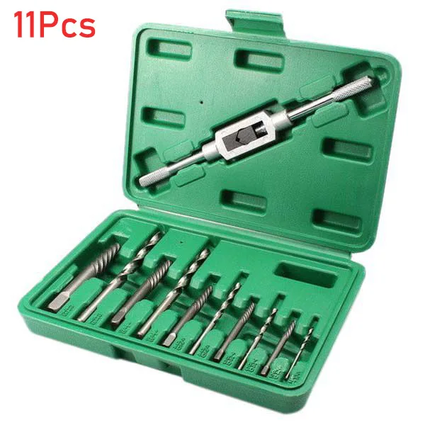 11pcs/Set Damaged Screw Extractor 3MM-10MM Drill Bits Adjustable Tap Die Stud Stripped Screw Remover Tools Broken Speed Easy Out