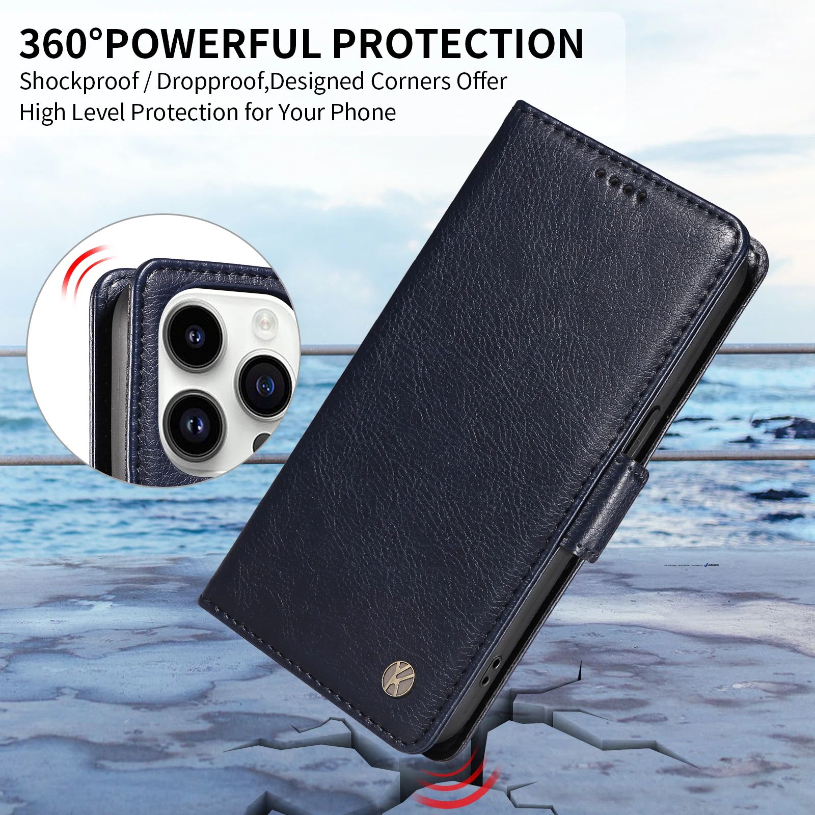 Leather Wallet Case with Card Holder - Universal Fit