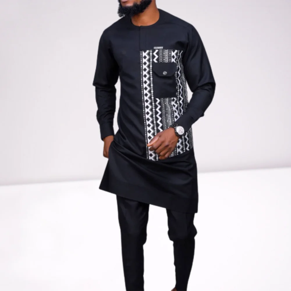 Summer Men's Two-piece Set Ethnic Casual African Traditional Daskini Suit For Male Tops Pants Daily Gentleman Clothing M-4XL 2023 men s sets long sleeved top trousers african dashiki male suits ethnic casual outfits gentleman traditional clothing