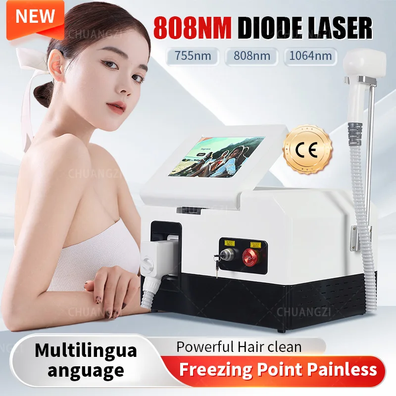 

2024 Hot Diode Laser 755nm 808nm 1064nm Hair Removal Beauty Machine ICE Painless Skin Rejuvenation Epilator