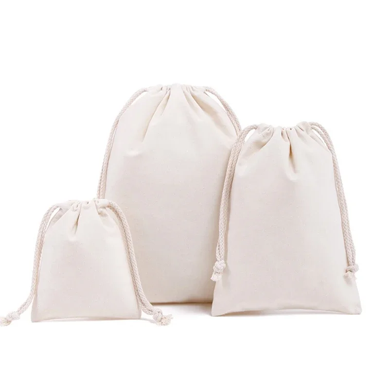 Reusable Cotton Drawstring Bags Fabric Storage Bag for Sundries Fruit Vegetable Kitchen Produce Bags Drawstring Gift Bag 5