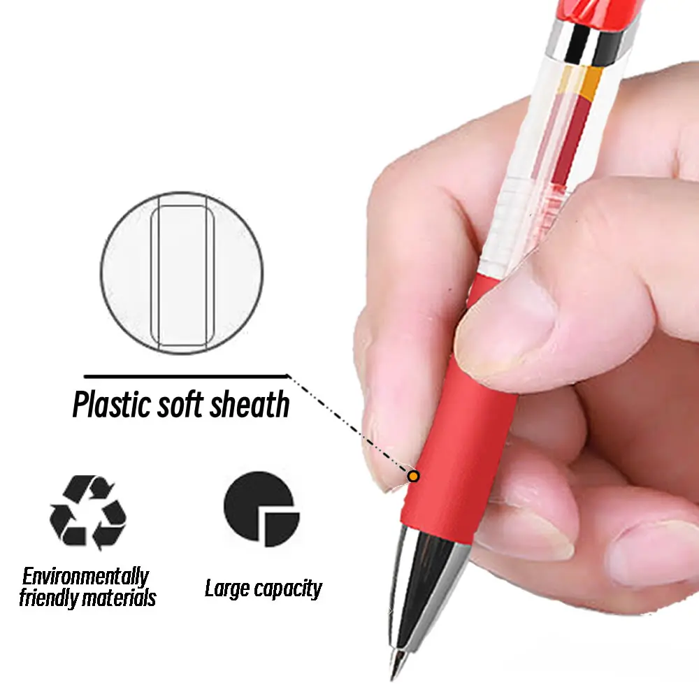Retractable 0.5mm Red Ink Gel Pens Refills Colored Aesthetic Stationery Pen Supplies Ballpoint & Office Pencils Writing School 5