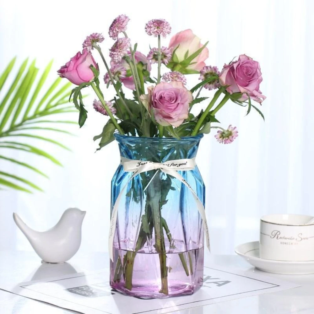 Nordic Style Transparent Glass Vase for Elegant Living Room Decor