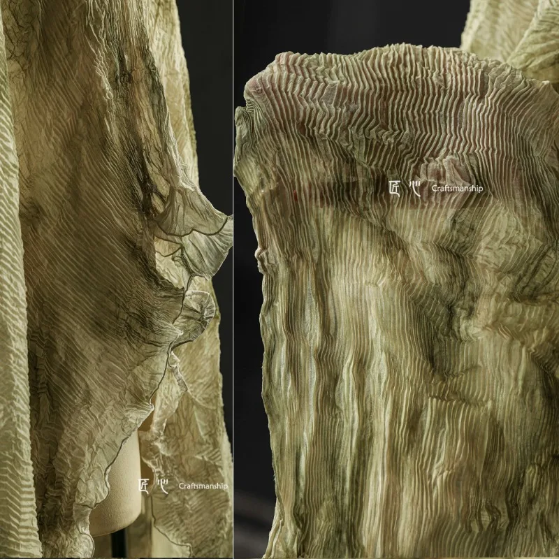 녹색 사막 질감 이쑤시개, 넥타이 염색 플리츠 원단, 내셔널 스타일 스커트 바지, 가디건 의류, 3 홈스테드