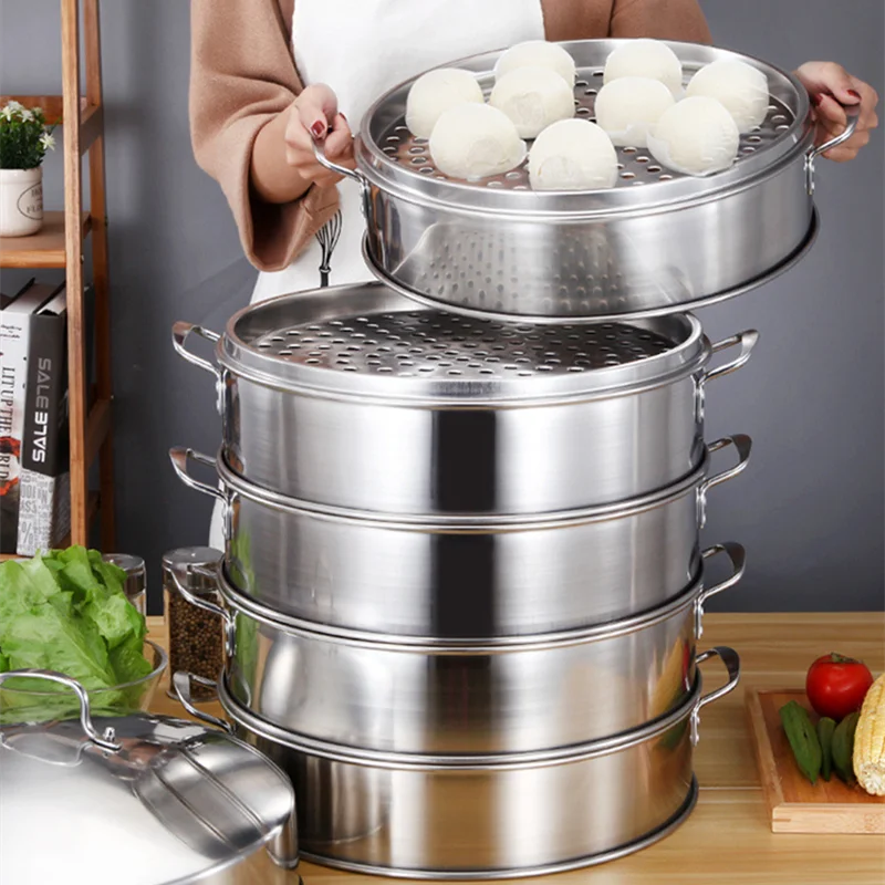 Stainless Steel Food Steamed Instant Pot Steamer Rack Cooker With Cover  Dumpling Steaming Tray Grid Double Ear Kitchen Tools - Steamers - AliExpress