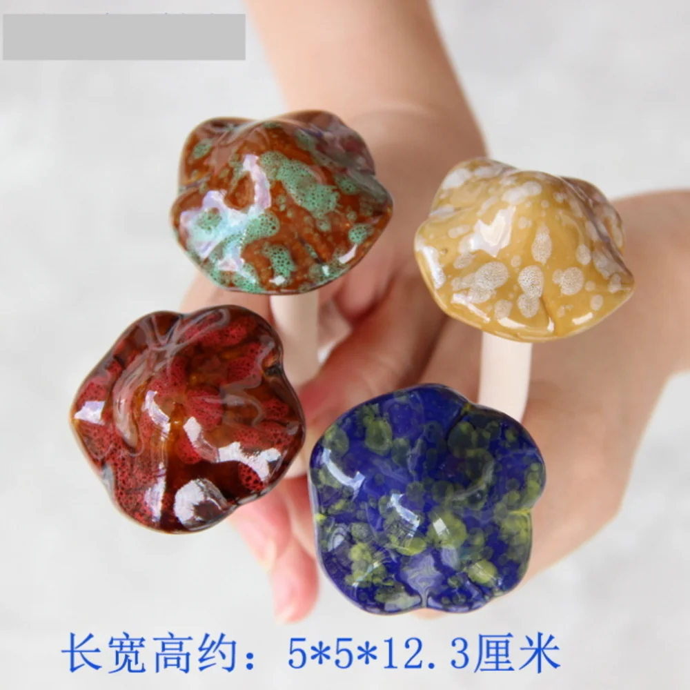 200Pcs Ceramic Toadstools Simulation Mushroom Model Bonsai Ornament DIY Home Garden Lawn Decor