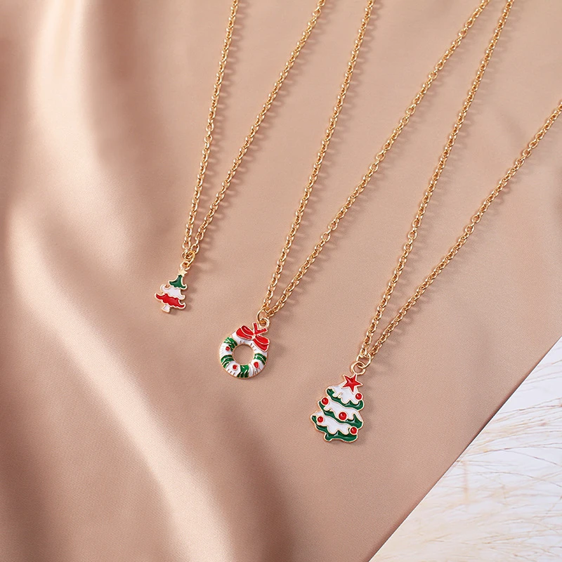 

Fashion Santa Claus Pendant Elk Christmas Donut Necklace Titanium Steel Chain Women's Festival Exquisite Jewelry