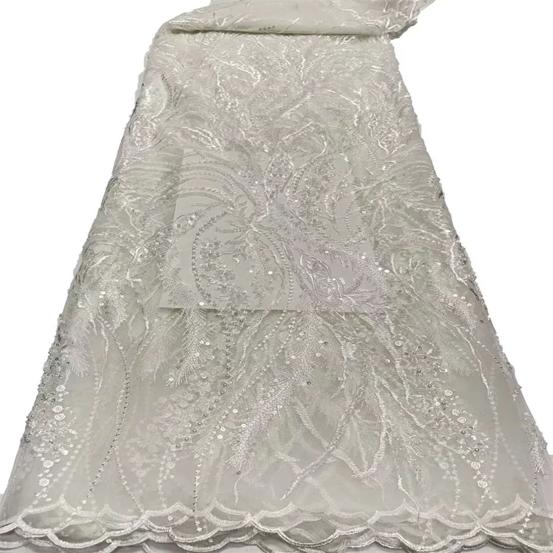 

Luxury Sequins French Tulle Lace Fabric Embroidery African Mesh French Lace Fabric Nigeria Net Lace For Bride Wedding