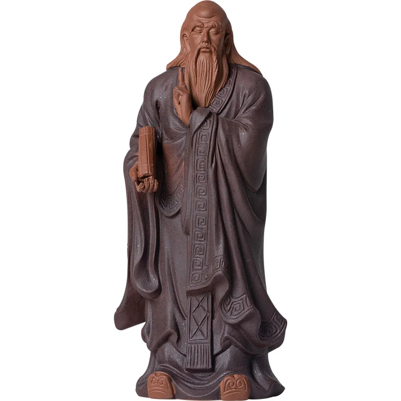 Chinese Zen Purple Sand Crafts, Small Historical Figures, Laozi Decoration, Study, Museum, Ancient Shelf, Office Decoration