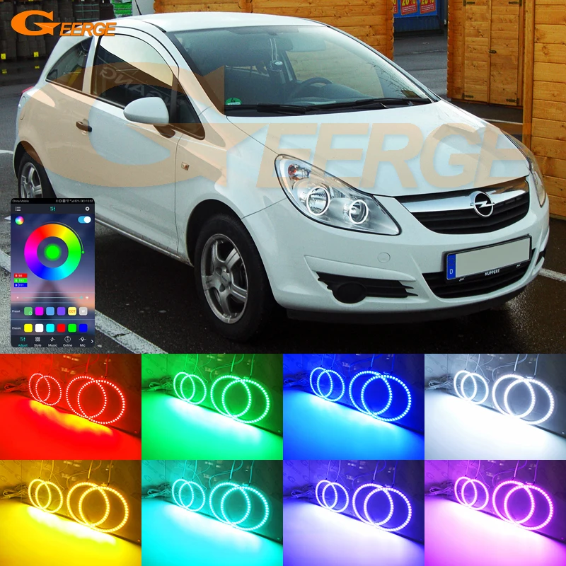 

For Opel Vauxhall Corsa D 2006 2007 2008 2009 2010 2011 RF Remote BT App Ultra Bright Multi-Color RGB LED Angel Eyes Halo Rings