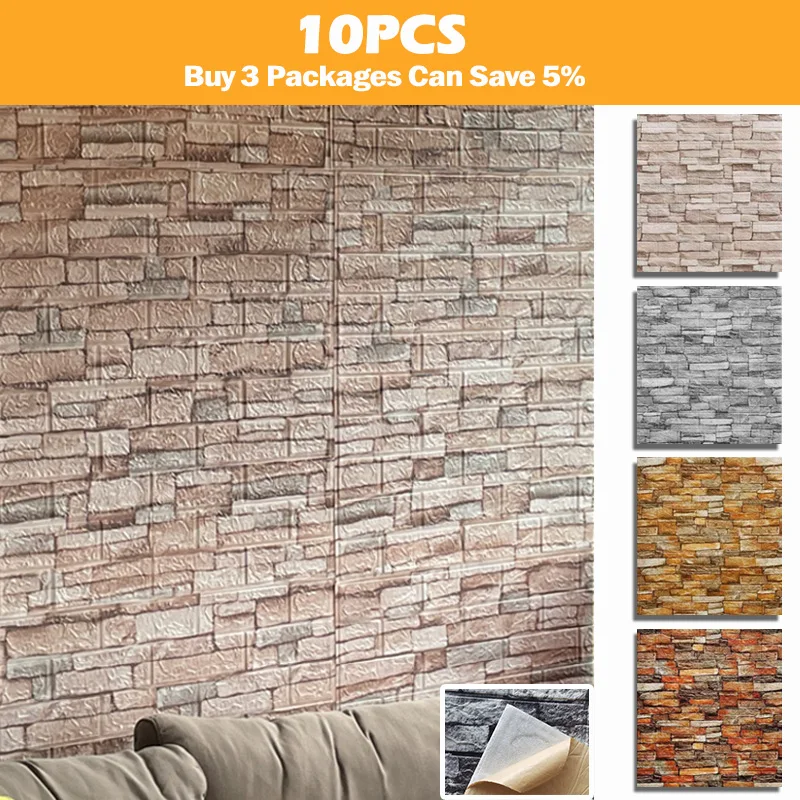 

3D Imitation Brick Wall Stickers Panel Waterproof Foam Self Adhesive Wallpaper Living Room Kid's Bedroom Home Decals