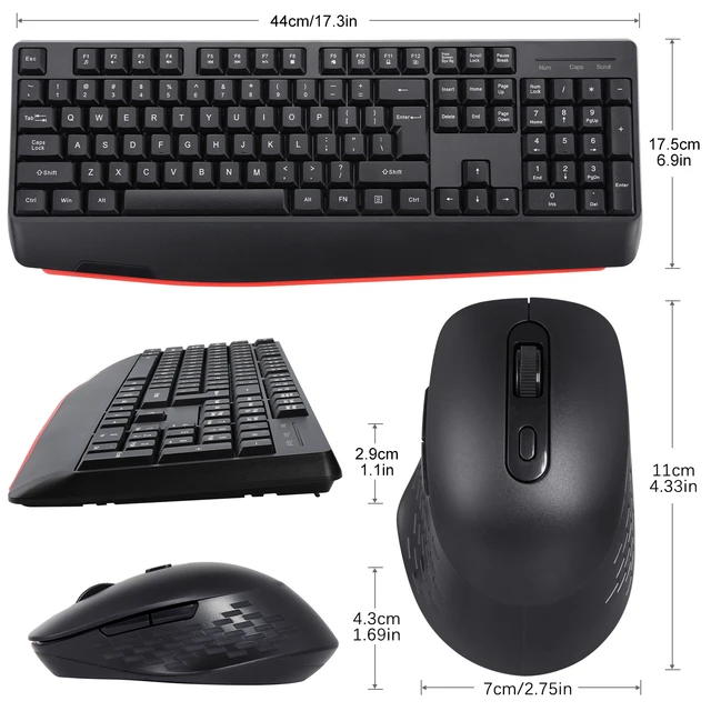 Huo Ji CQ088 Wireless Mouse and Keyboard Set - 88 Keys with 2.4 Receiver USB Interface for PC - Black