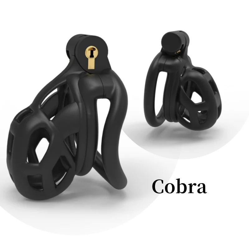 Cobra Chastity Cage Black Breathable Mini Male Bondage Chastity Device 4 Flat Arc Rings Abstinence Anti-Escape Adult Erotic Toys