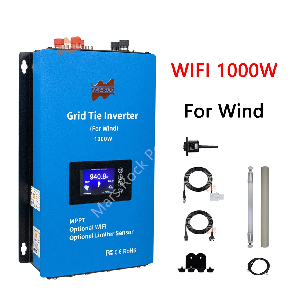 1000W 24V 48V Wind On Grid Tie Inverter Con Limitatore Generatore Di Turbine Eoliche Monitor Wifi Scarica Batteria Da Dc22-90V A Ac95-265V