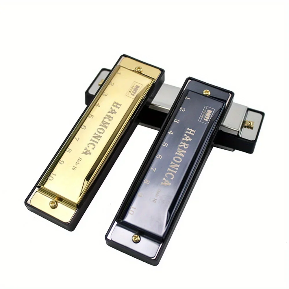 Ten-hole Chromatic Metal Harmonica Beginners Wind Instrument with Wrap Case Suitable As A Gift chromatic harmonica