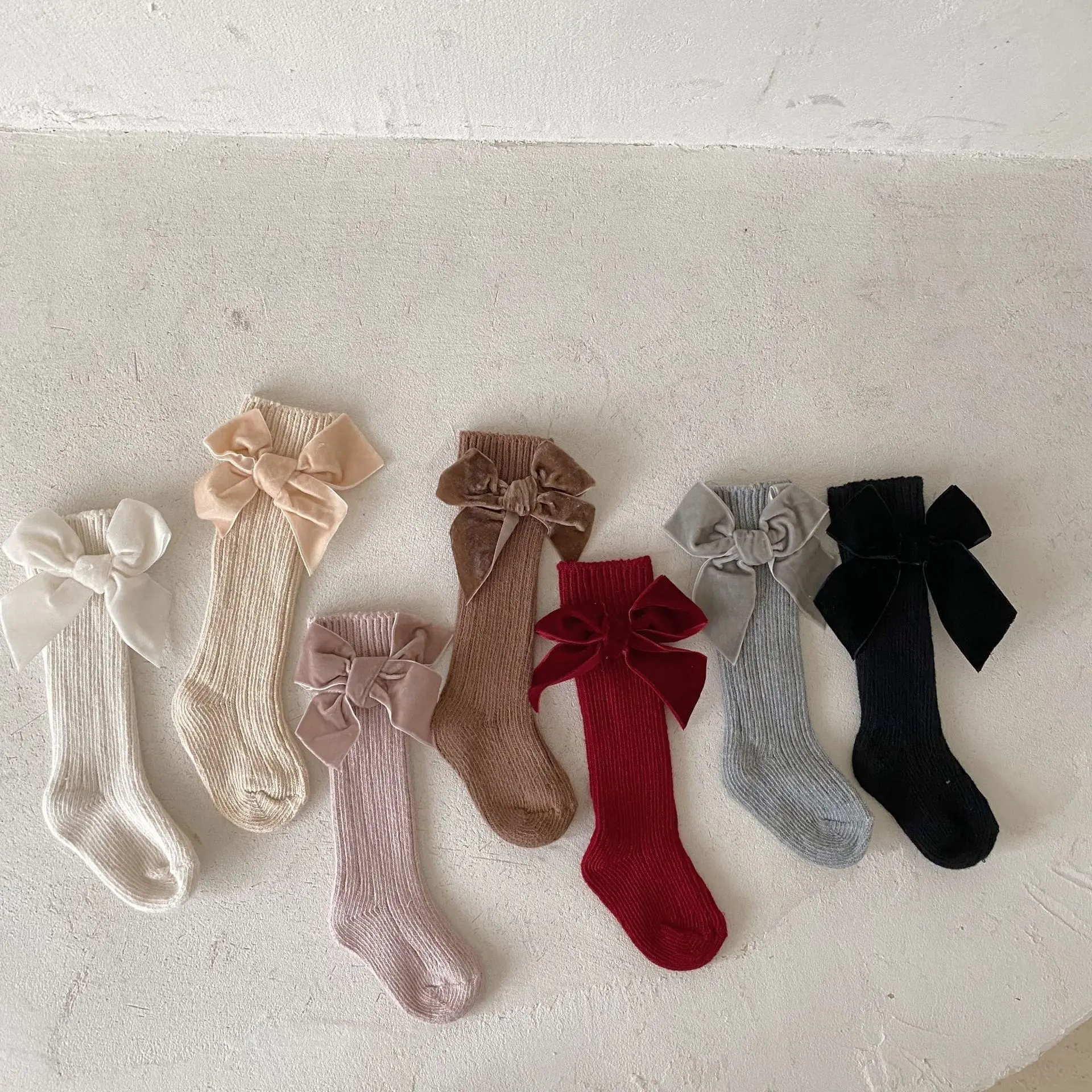 

Newborn Baby Girl Socks Kids Bow Knee High Socks Toddler Soft Cotton Girls Floor Sock Spring New Bowknot Children Princess Socks