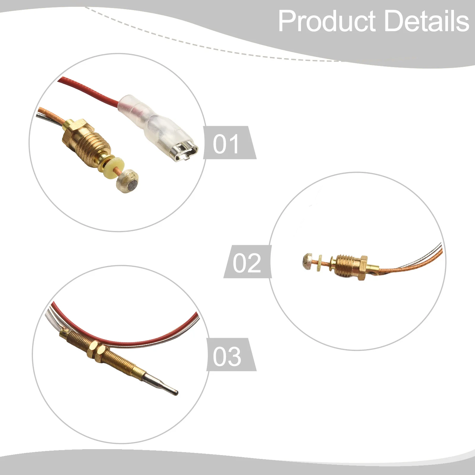 For Gas Heater Models Gas Thermocouple Head Heater Thermocouple Easy To Install M6 X 0.75 Thread M8 X 1 End Connection