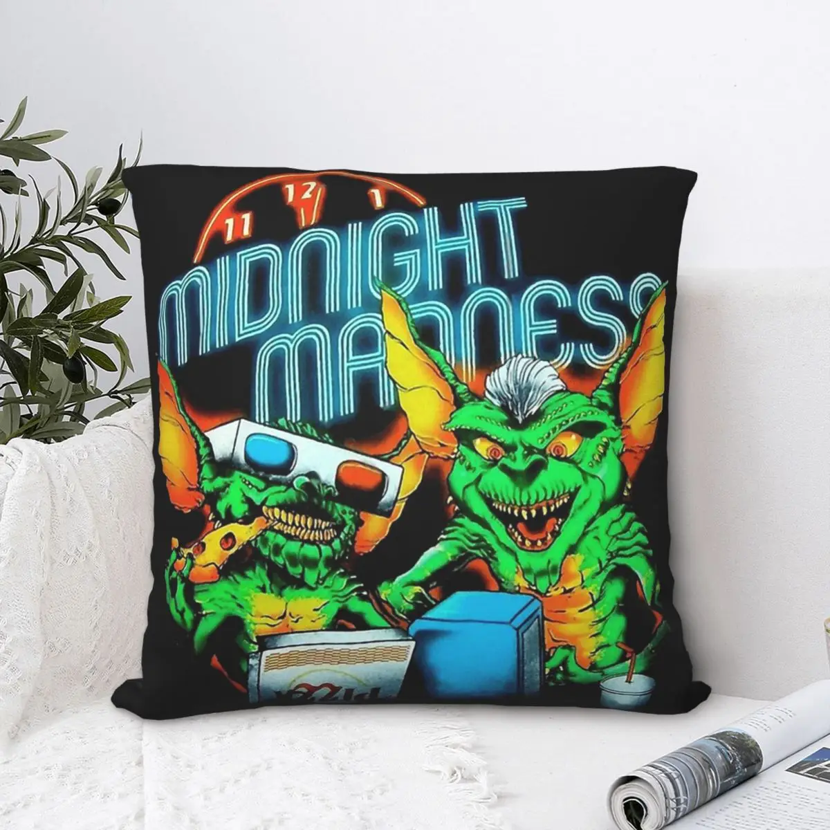 

Midnight Stripe Horror Monster Vintage Art Polyester Cushion Cover Gremlins Film For Home Decorative Soft Cojines Decorativos