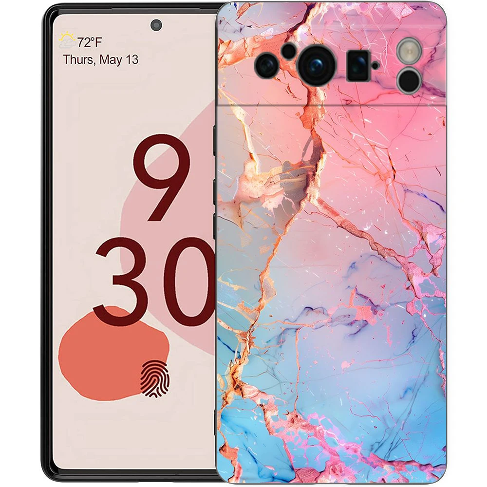 Elegant Marble Design Shockproof Black Silicone Phone Case