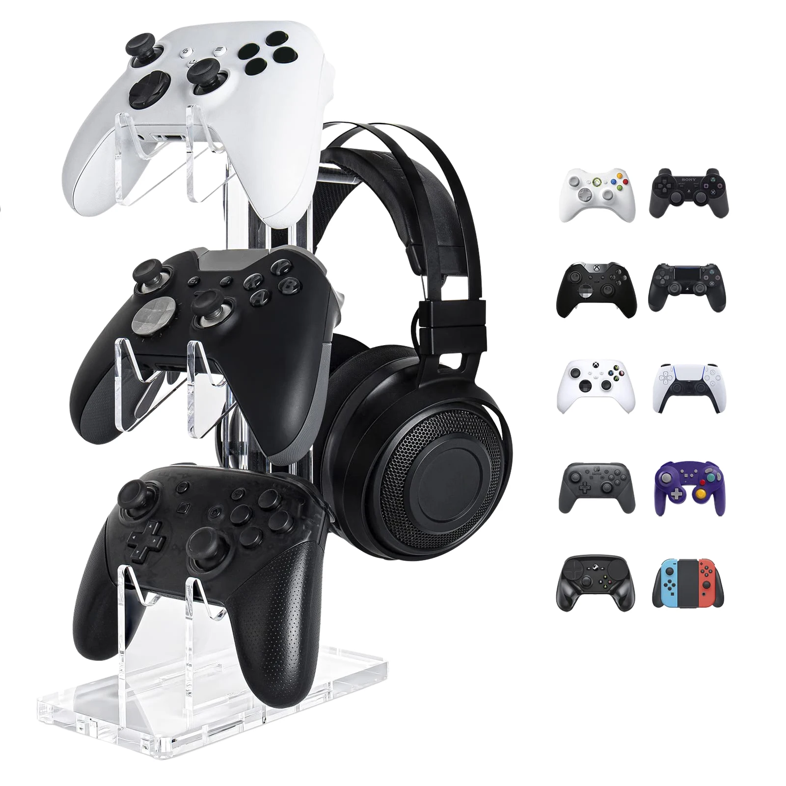 New Universal 3 Tier Controller Holder And Headset Stand Forps5 Ps4 Xbox One Switch Steam Controller Stand Gaming Accessories