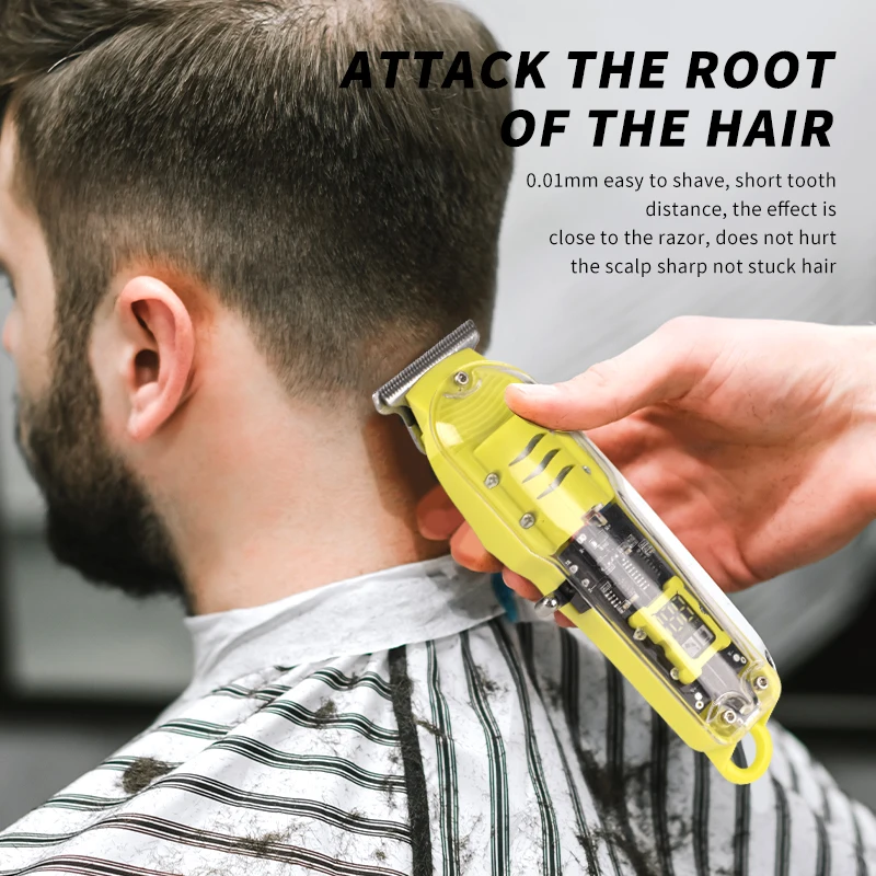 WAIKIL Professional Men's Electric Hair Clipper Transparent Digital Trimmer USB Charging Cordless Hair Clipper Styling Tool 3