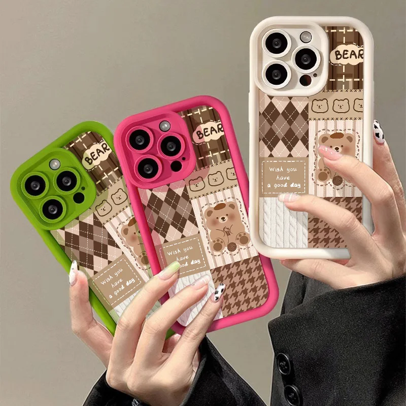 

Cartoon Phone Case For iPhone 14 Case Iphone 15 11 14 13 12 Pro Max XR X Xs Max 15 14 8 Plus SE Bumper Silicone Cute Bear Cover
