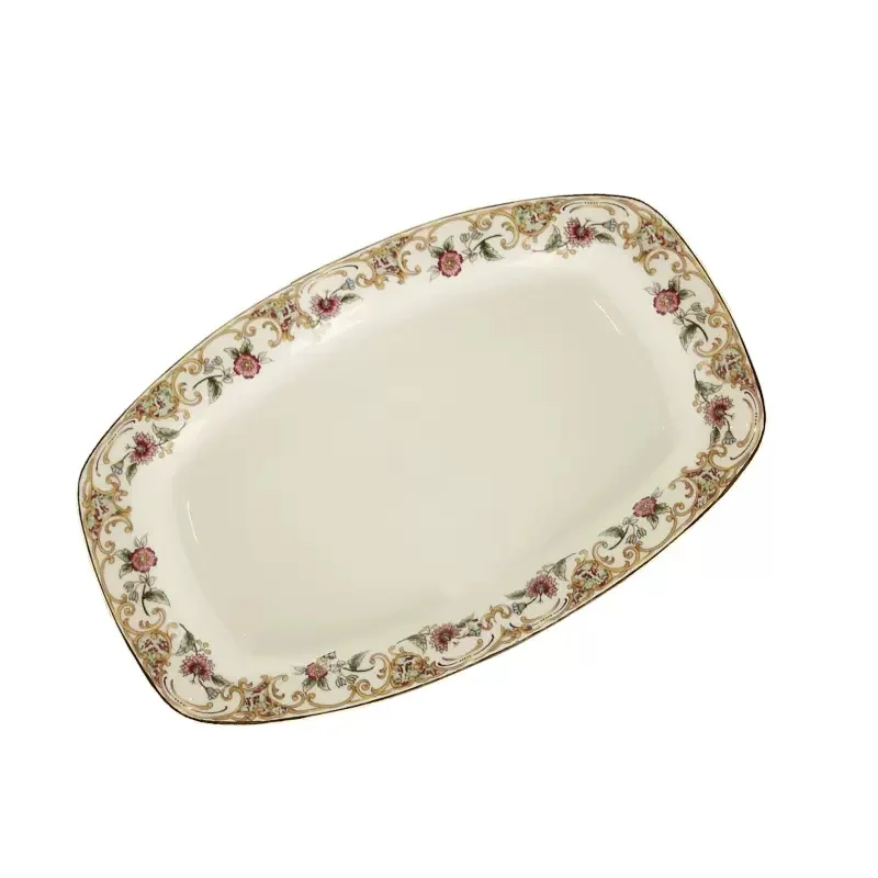 12 inch, bone china dinner plate, ceramic et dishes for party, oval fish dish, porcelain plate chargers, serving board table