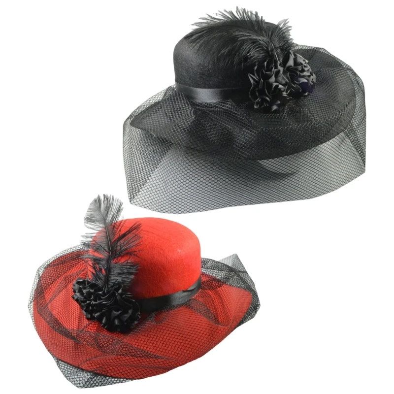 

MXMB Hat With Veil Tea Party Hat Church Fascinator Hat For Women With Net
