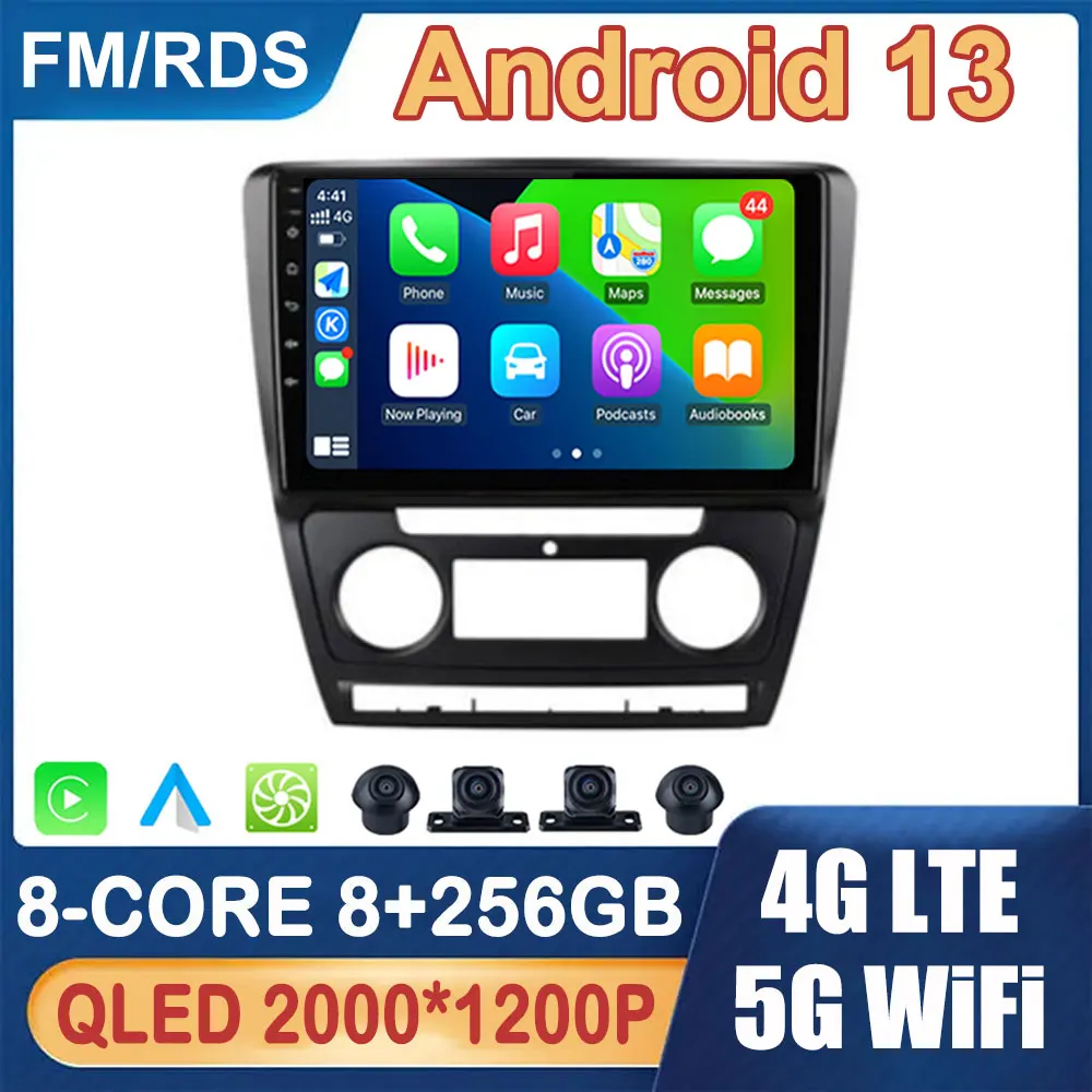 

Android 13 Touch Screen For Skoda Octavia 2 A5 2008-2013 Car Radio Multimedia Video Player GPS Navigation DSP QLED Auto Carplay