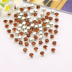 Vibrant Silver Claw Glass Crystal Rhinestone Beads for DIY and Fashion Crafting (A13 Tea color)