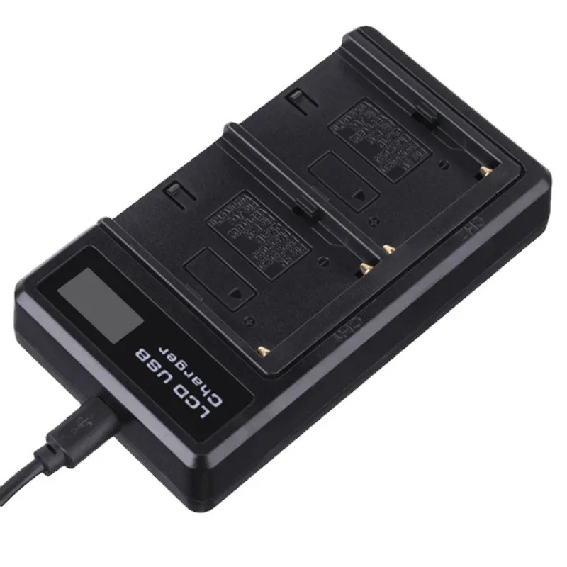Powerextra Fast Charger Dual USB Charger With LCD Display For Sony NP-F970 NP-F930 NP-F950 NP-F960 NP-F550 NP-F530 NP-F330 NP-F570 Battery