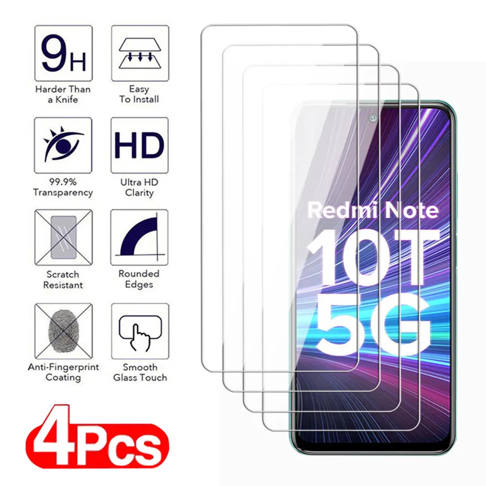 

Прозрачное закаленное стекло для Xiaomi Redmi 9C 9A 10C 10A, Защитная пленка для экрана Redmi Note 9, 10 Pro Max, 9T, 10T, 4 шт.