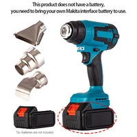 Cordless Hot Air Gun Handheld Electric Heat Gun with 3 Nozzle Household Shrink Wrapping Tool Rechargeable for 18V Makita Battery 2