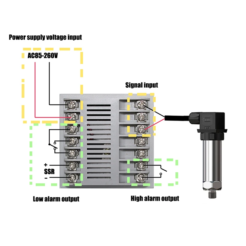 0-1-2500 PSI manometer programmable Pressure controller gauge relay SSR output low and high pressure alarm relay switch